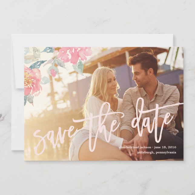 WASSERFLORALWEDUNG Speichern Sie die Datumskarte Save The Date (Vorderseite)