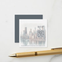 Wasserfront-Stadtansicht QR-Code Chicago Hochzeit