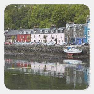 Wasserfront, Tobermory, Insel Mull, Schottland, 2 Quadratischer Aufkleber