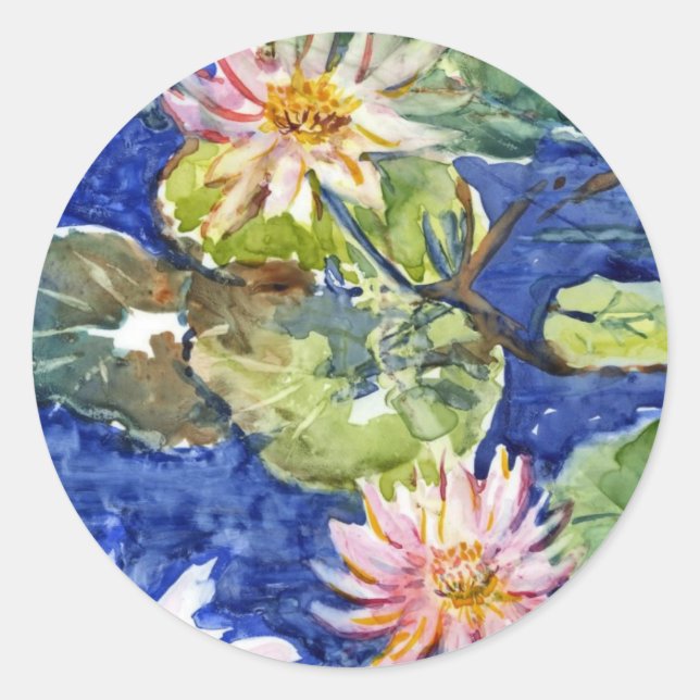 Wassergarten im Wasser Runder Aufkleber (Vorderseite)
