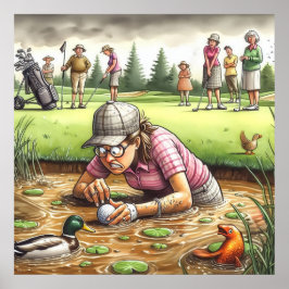 Wassergefahr - Golf Art Print Poster