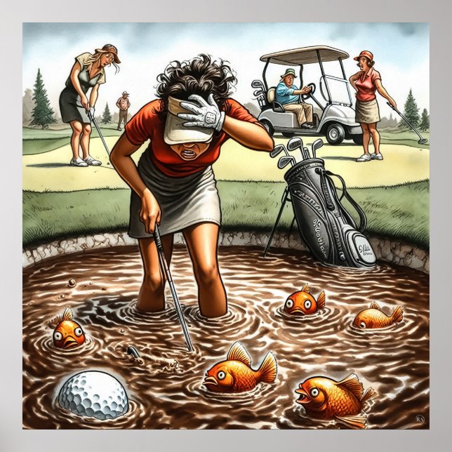 Wassergefahr - Golf Art Print Poster (Vorne)