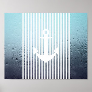Wasserhaze monogramm nautischer Anker Poster