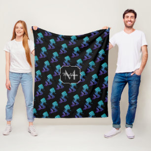 Wasserjungfer aqua blau ombre Glitzer Muster Monog Fleecedecke
