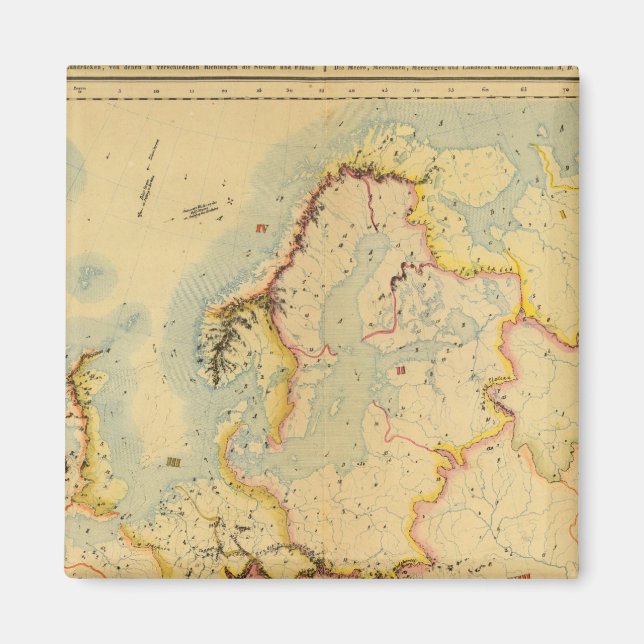 Wasserkarte Europas Magnet (Vorne)