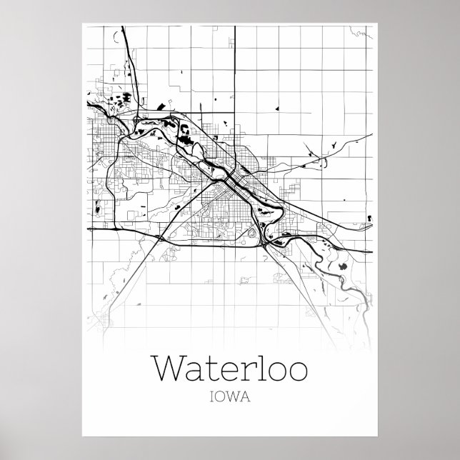 Wasserkarte - Iowa - Stadtplan Poster (Vorne)