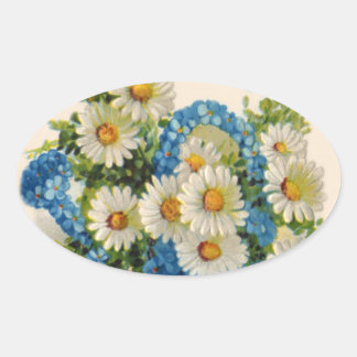 Wasserkocher mit blauer Blume Ovaler Aufkleber