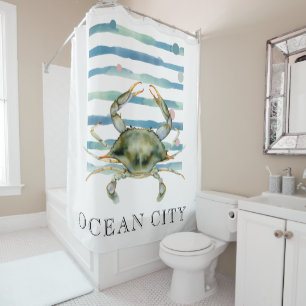 WASSERKRAB, STRANDSTADT, OZEANSTADT DUSCHVORHANG