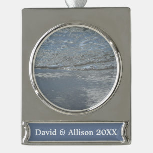 Wasserlappen auf Abstrakter Fotografie am Strand Banner-Ornament Silber