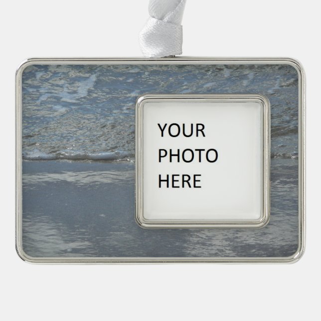 Wasserlappen auf Abstrakter Fotografie am Strand Rahmen-Ornament Silber (Vorderseite)