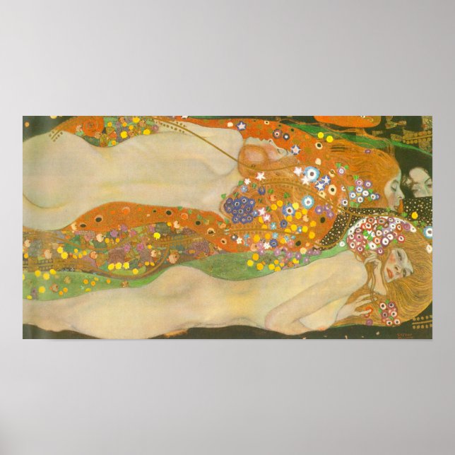 Wasserläufer II von Gustav Klimt, Jugendstil Poster (Vorne)