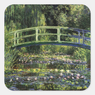 Wasserläufer und Japanische Brücke Quadratischer Aufkleber