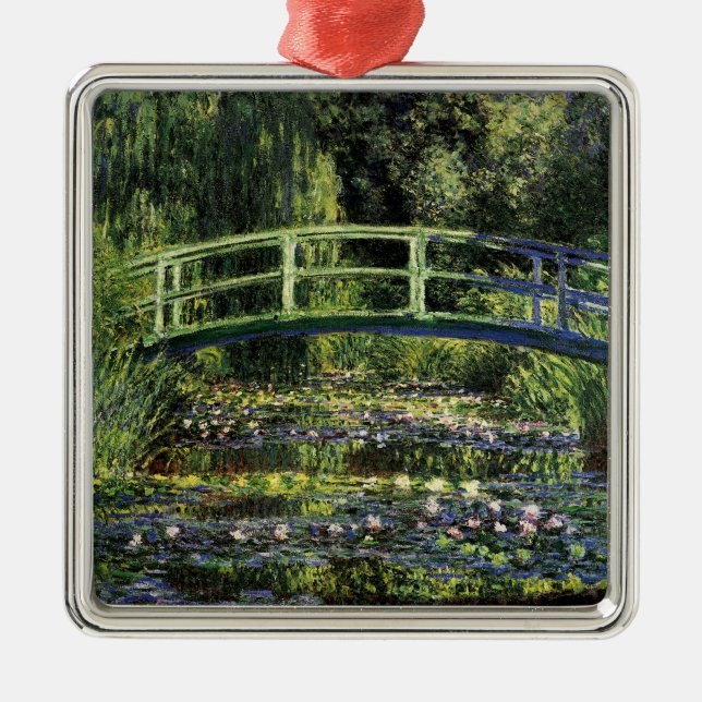 Wasserläufer und Japanische Brücke Silbernes Ornament (Vorne)