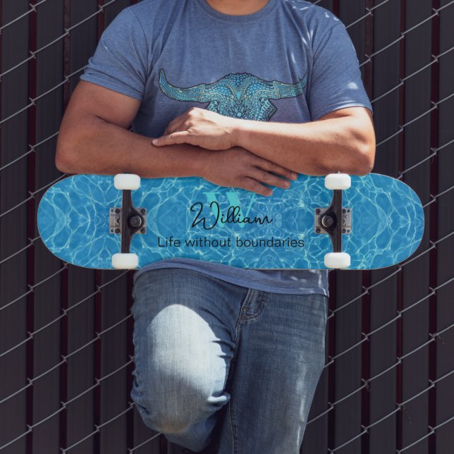Wasserleben Blaue moderne Naturausdrücke Skateboard (Außenbereich 3)