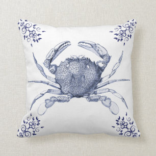 Wasserleben Delftware ~ gemeine Krabben-Kissen Kissen