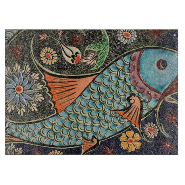 Wasserlebens-künstlerische Orient-Keramik-Fliesen Schneidebrett (Vorderseite)