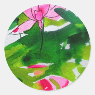 Wasserlilie abstrakte Aquarell Blume Runder Aufkleber