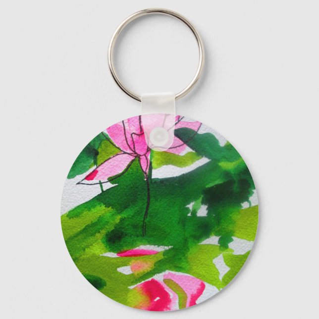 Wasserlilie abstrakte Aquarell Blume Schlüsselanhänger (Vorderseite)