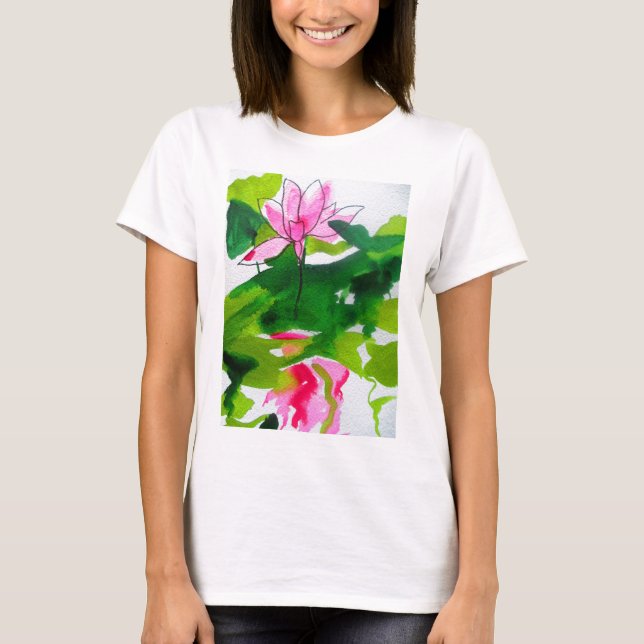 Wasserlilie abstrakte Aquarell Blume T-Shirt (Vorderseite)