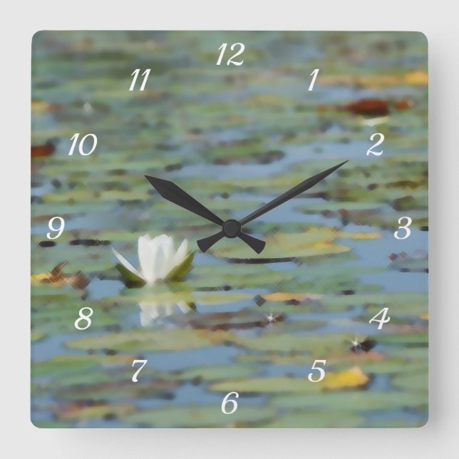 Wasserlilie Blume Uferfarben Wand Uhr (Vorderseite)