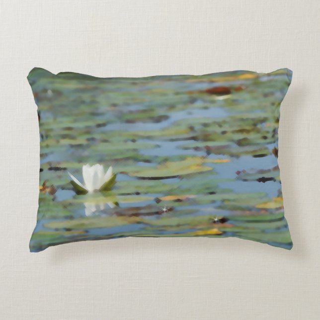 Wasserlilie Blume Wasserfarben Farbakzent Sitzkiss Dekokissen (Vorderseite)