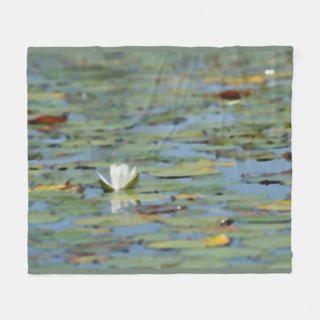 Wasserlilie Blume Wasserfarben Fleece Blanka (Vorderseite (Horizontal))