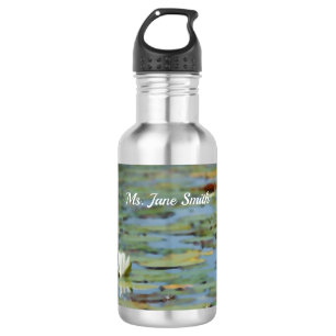 Wasserlilie Blume Wasserfarbene Flasche Wasser Edelstahlflasche