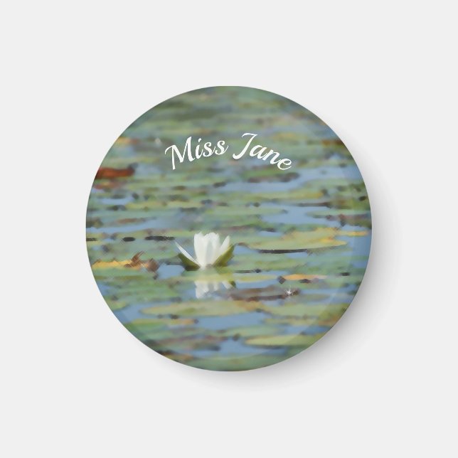 Wasserlilie Blume Wasserfarbener Garten Magnet (Vorne)