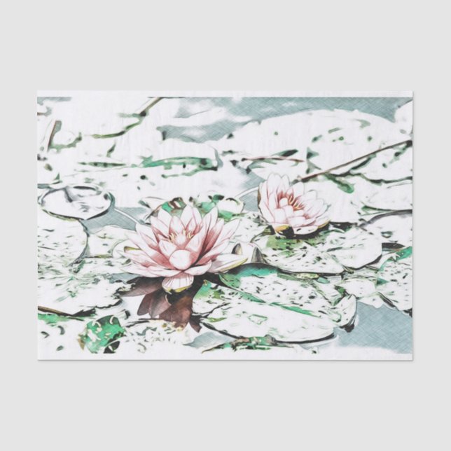 Wasserlilie entcoupage paper pond szene seidenpapier (Vorderseite)