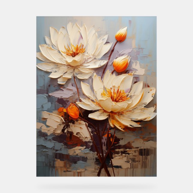 Wasserlilie - Impasto Floral Acrylschild (Vorderseite)