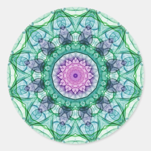 Wasserlilie Kaleidoskop Runder Aufkleber (Vorderseite)
