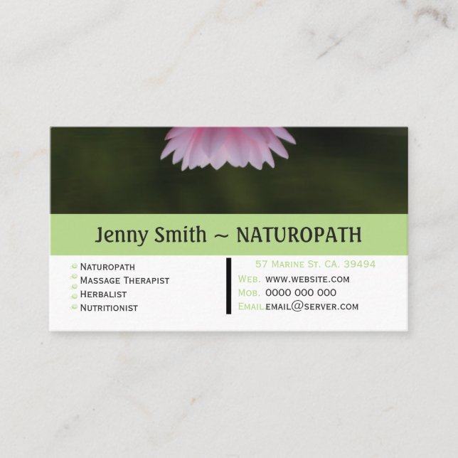 Wasserlilie Naturopath - Ernennung Visitenkarte Terminkarte (Vorderseite)