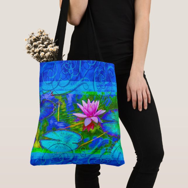 Wasserlilie-Taschen-Tasche Yogini blauer Tasche (Von Nahem)