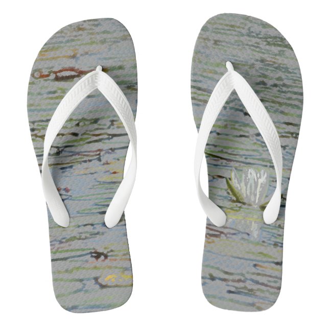 Wasserlilie Teichsee Blume I Erwachsene Flip Flops (Fußbett)