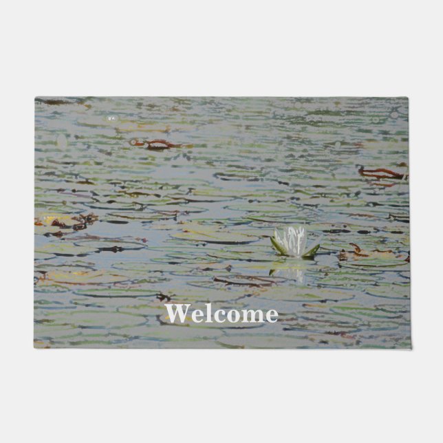 Wasserlilie Teichsee Blume I Tor Mat Fußmatte (Vorderseite)