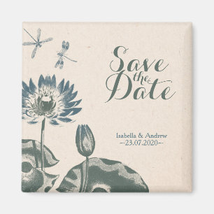 Wasserlilie und Libelle Save the Date Magnet