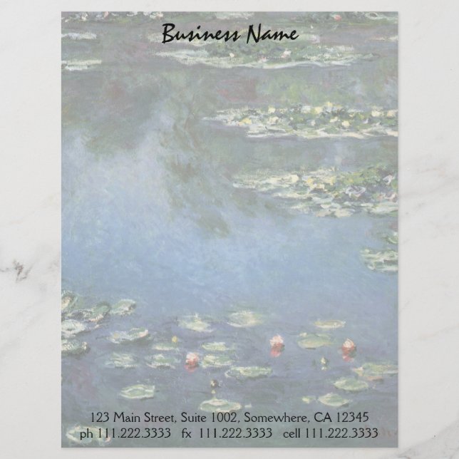 Wasserlilien durch Claude Monet, Vintage Blumen Briefkopf (Vorderseite)