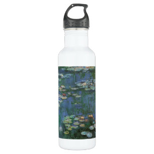 Wasserlilien durch Claude Monet, Vintage Blumen Edelstahlflasche