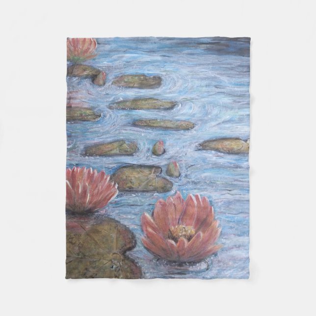 Wasserlilien Fleecedecke (Vorderseite)