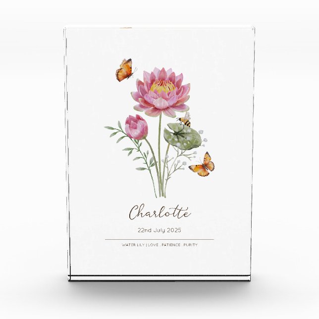 Wasserlilien-Geburtsmonatsblume Fotoblock (Vorderseite)
