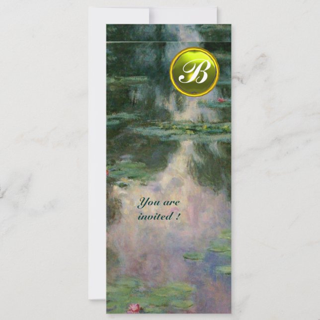 WASSERLILIEN /GELBE GEMSTONE MONOGRAM EINLADUNG (Vorderseite)