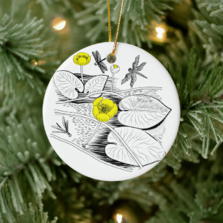 Wasserlilien gravieren keramik ornament