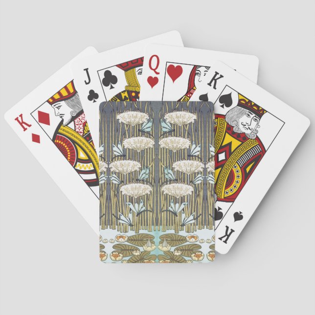 Wasserlilien, Libellen, Marsh Art Nouveau Spielkarten (Rückseite)