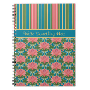 Wasserlilien, Libellen, Streifen-SpiralNotebook Notizblock