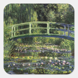 Wasserlilien und Japanische Brücke Quadratischer Aufkleber