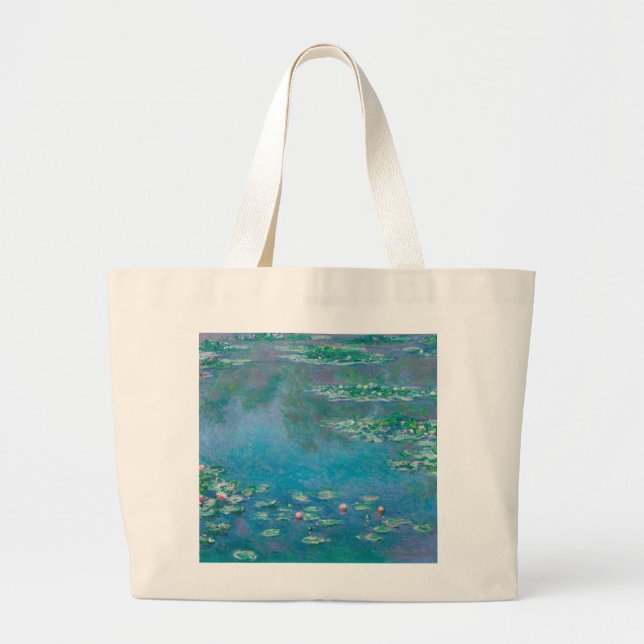 Wasserlilien von Claude Monet Kunstmalerei Jumbo Stoffbeutel (Vorne)