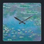 Wasserlilien von Claude Monet Kunstmalerei Quadratische Wanduhr<br><div class="desc">Schönes Meisterwerk von Claude Monet - Water Lilies aus seinem Garten in Giverny,  Frankreich. Eines der berühmtesten Kunstgemälde in der Kunstgeschichte und ein schönes Beispiel für Impressionismus. Das ist wirklich ein wunderbares Kunstwerk und ein großartiges Geschenk für Kunstliebhaber.</div>