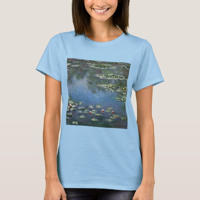 Wasserlilien von Claude Monet, Vintage Blume T-Shirt (Vorderseite)
