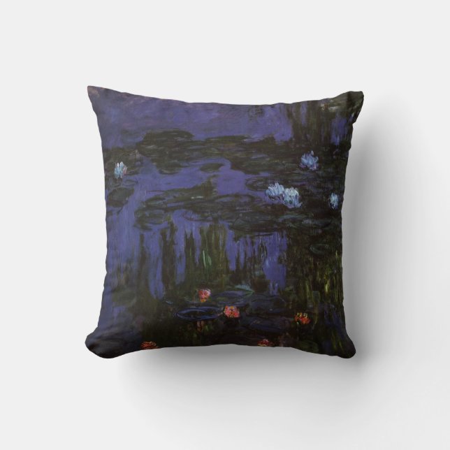 Wasserlilien von Claude Monet, Vintager Impression Kissen (Vorderseite)