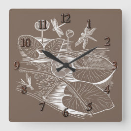 Wasserlilienbraun Quadratische Wanduhr